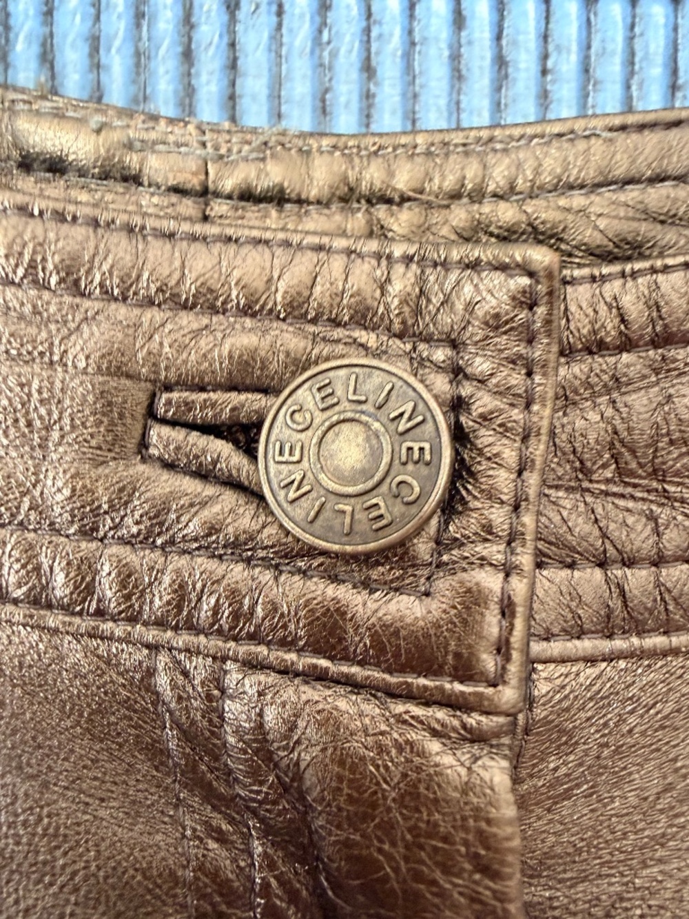 Celine Métallique Finish Lamb Skin Pants in Bronze Size 38 - Picture 3 of 9
